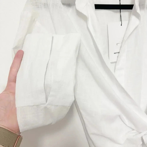 NWT $360 Mother of All Gisele Cotton Wrap Top - Button-Up Collared Blouse Shirt - Picture 6 of 9